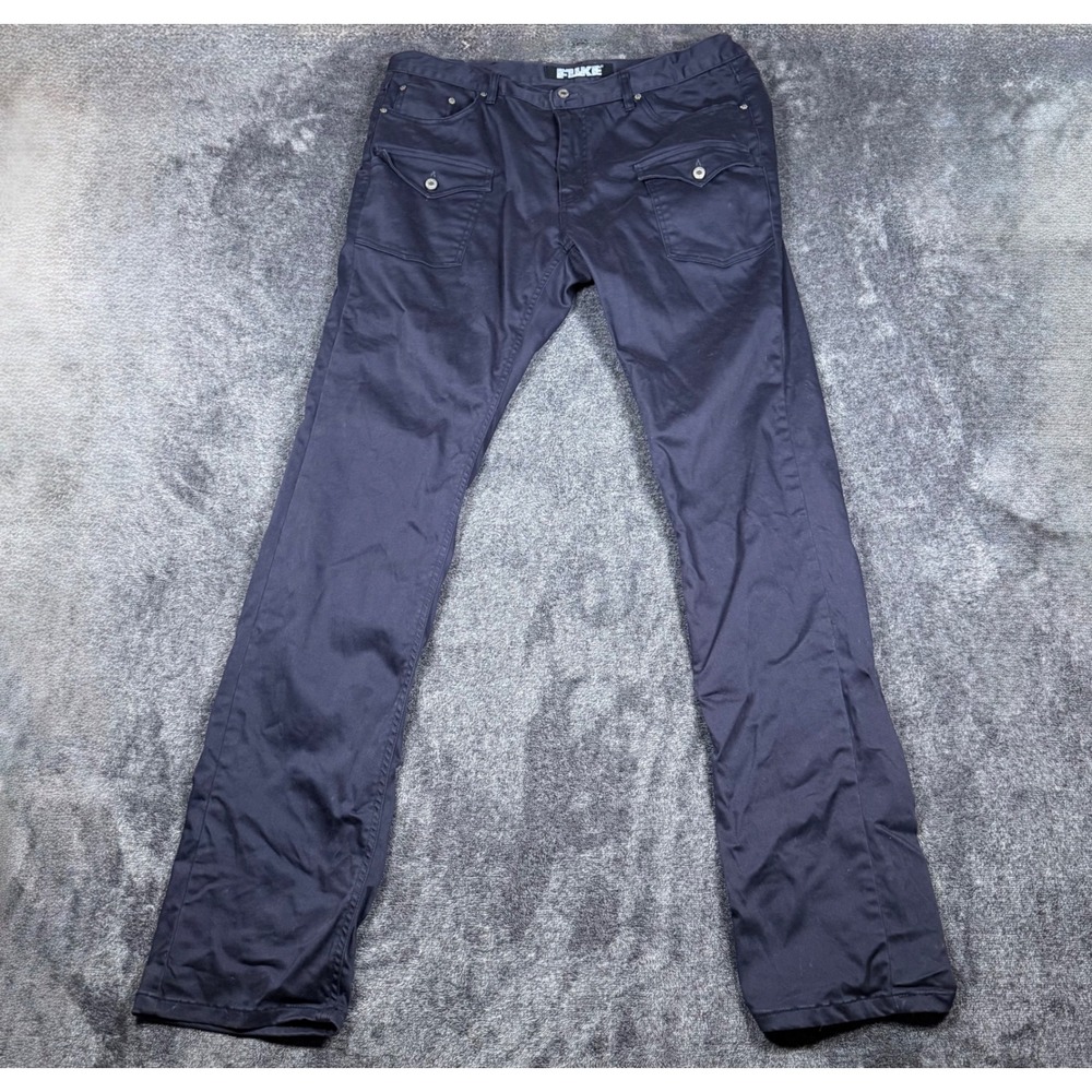 Fluke Mens Navy Blue Cargo Utility Pants Straight Leg Streetwear Size 40x38